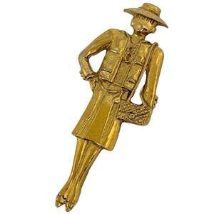 CHANEL Coco Chanel Brooch Mademoiselle GP Gold Women's